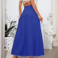 thumbnail image 4 of QIJIE Skirts for Women 3-Layer Tiered Renaissance Faire High Waist Drawstring Plus Size Skirts A-Line Trendy Ruffle Flowy Long Length Skirts with Pockets Blue L, 4 of 6