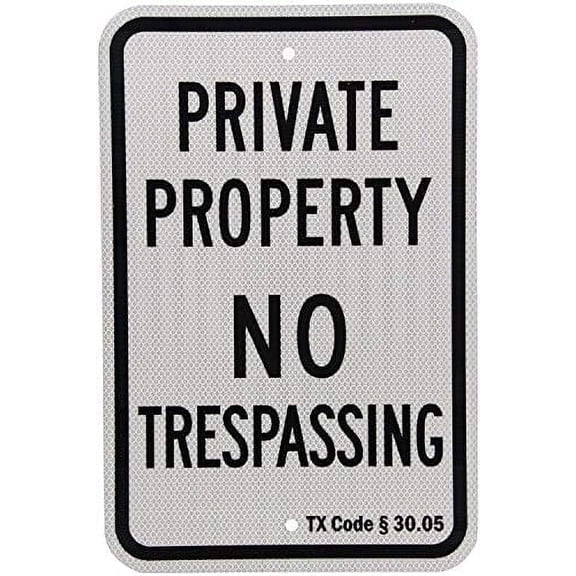 UEJUNBO Private Property No Trespassing, Black on White, 8x12 Inches, & Tin Metal Sign