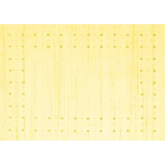Ahgly Company Machine Washable Indoor Rectangle Solid Yellow Modern Area Rugs, 2' x 4'
