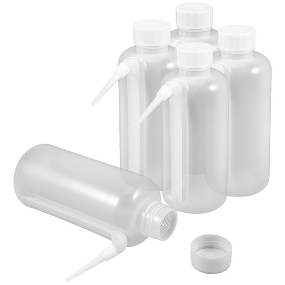 HEANUJJ Set of 5 White Plastic Squeezable Condiment Bottles for Kitchen, BBQ, Sauce, and Dressing Storage