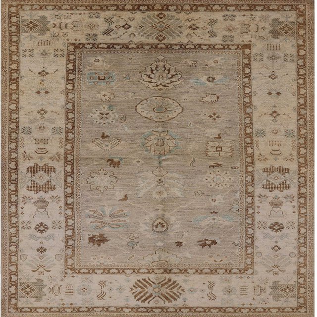 Ahgly Company Tapis d'Intérieur Lavables à la Machine, Carrés Industriels Modernes Bruns, 8' Carré