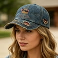 thumbnail image 4 of XIAOCHA Distressed Printed Dad Hat for Men Adjustable Hat Band Sports Party Baseball Cap for Daily Ball Cap,Navy, 4 of 5