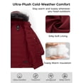 thumbnail image 3 of Wantdo Women's Long Coat Insulated Winter Jacket Waterproof Outerwear Coat with Hood Wine Red XL, 3 of 7
