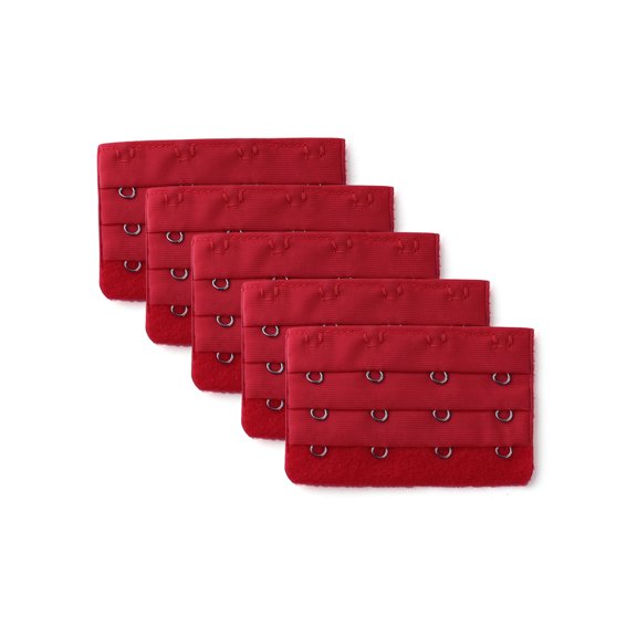 INSPIRE CHIC Women's 3 x 4 Hooks Bra Extender Extension Strap Multi Color Bra Band 5 Pcs Red