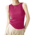thumbnail image 4 of Women's Boat Neck Racerback Tank Top, Ribbed Sleeveless Basic Camisole Undershirt, Slim Fit Stretchy Layering Top for Daily Casual Inner Wear 06-Hot Pink S, 4 of 4