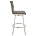 thumbnail image 4 of Jermaine 30" Bar Height Swivel Bar Stool in Brushed Stainless Steel Finish and Gray Faux Leather, 4 of 8