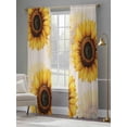 thumbnail image 4 of Yellow Sunflower Sheer Curtains for Living Room Bedroom Beige Modern Art Botanical Floral Sheer Curtains 108 Inch Long 2 Panels Set Light Filtering Curtain Window Treatments Drapes for Dining Room, 4 of 6