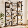 thumbnail image 5 of Satifur 72" Tall Bookcase, 6 Tier Large Bookcase with Waterproof Wood Shelves, Heavy Duty Metal Frame with X-Brace, Anti-Falling Design, Vintage Industrial Storage Rack, 5 of 9