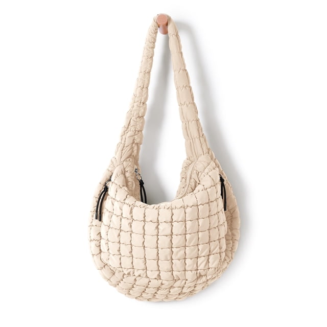 Bolsa de mano acolchada ODODOS para mujer, color marfil