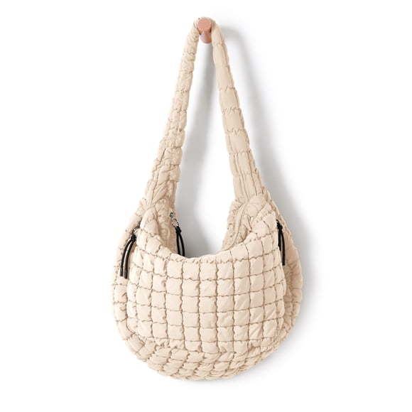 Bolsa de mano acolchada ODODOS para mujer, color marfil