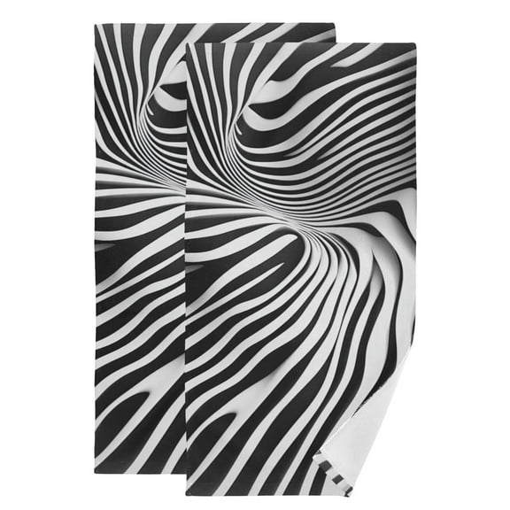 Abstract Black-white Stripes Line Art Hand Towel Absorbent Bath Towels for Bathroom Sports Gym 28" x 14" Set of 2