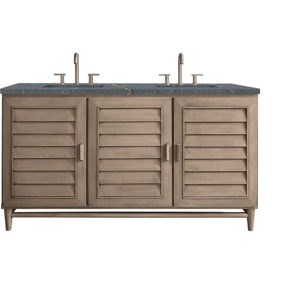 James Martin Vanities 620-V60D-WW-FPBL Portland 60" Free Standing Double Basin Birch Wood