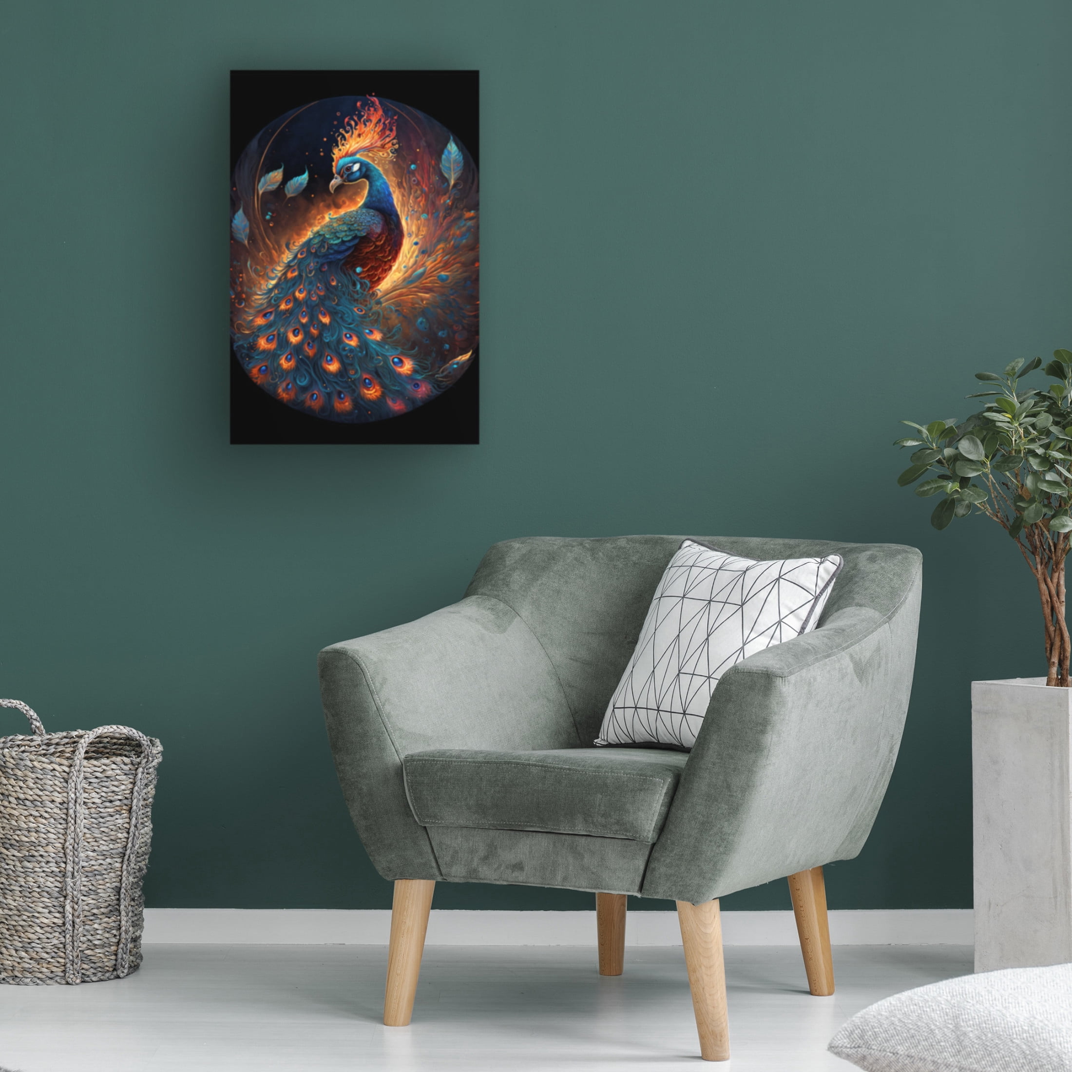 Canvas Wall Art - Ray Heere 'Proud Peacocks 6' Wall Art for Living Room, Bedroom, or Office Décor by Trademark Fine Art - 30 x 47 Inches