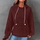 thumbnail image 1 of HongQid Womens Hoodies Casual Long Sleeve Drawstring Waffle Pullover Tops Loose Hooded Sweatshirt with Pocket, 1 of 4