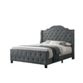 thumbnail image 2 of Dark Gray Linen Fabric Panel Bed with Tufted Headboard and Footboard in Full, 2 of 4