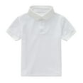 thumbnail image 4 of CCRFTGI Polo Shirts for Boys 2025 Summer Pique Shirts for Teens Back To School Lapel Collar White Shirt Plain Short Sleeve School Uniform Tshirt,White 1-2 Years, 4 of 5