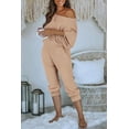 thumbnail image 4 of PRETTYGARDEN Women's 2 Piece Ribbed Tracksuit Outfits Off Shoulder Long Sleeve Pullover Lounge Pants with Pockets, 4 of 9