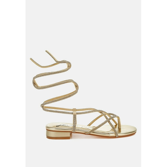 Babbity Rhinestone Embellished Lace-Up Sandals