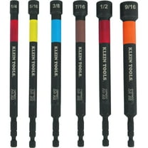 Klein Tools 32930 SAE Magnetic Impact Nut Setter Set, 6-Piece Color Coded Power Nut Driver with Extended Reach, 6 SAE Sizes