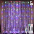 thumbnail image 1 of Guirnalda de luces LED USB para cortina, 300 luces LED de 3 m x 3 m, 8 modos de iluminación, ideal para decoración de ventanas, Navidad, bodas, cumpleaños, hogar y patio. Resistente al agua IP65., 1 of 5