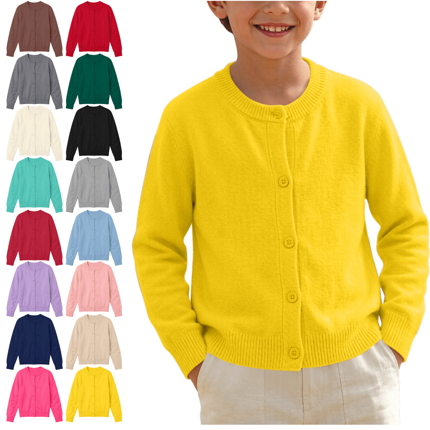Mifsaly Girls Cardigan Sweater Long Sleeve Button Down School Uniform Jackets Kids Toddler Soft Comfortable Open Front Outerwear Tops