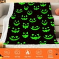thumbnail image 4 of TOOPTY Halloween Flannel Throw Blanket, Green Pumpkin Print Lightweight for Bed Sofa Air Conditioning All Season, 50x60 Inches, 4 of 6