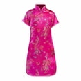 thumbnail image 4 of Ruyang Girls Chinese Gheongsam Floral Graphic Traditional Dress Kids New Year Embroidery Qipao Skirt Stand Collar Side Split Outfits, 4 of 5