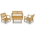Euroco 4piece Acacia Wood Sofa Set, Outdoor Seating Set, Backrest With