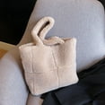 thumbnail image 1 of Bolso de hombro difuso para mujer, bolso hobo esponjoso informal, bolso tipo cartera (caqui), 1 of 7