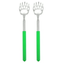 Unique Bargains 2 Pcs Extendable Bear Claw Stainless Steel Back Scratcher for Men and Women green