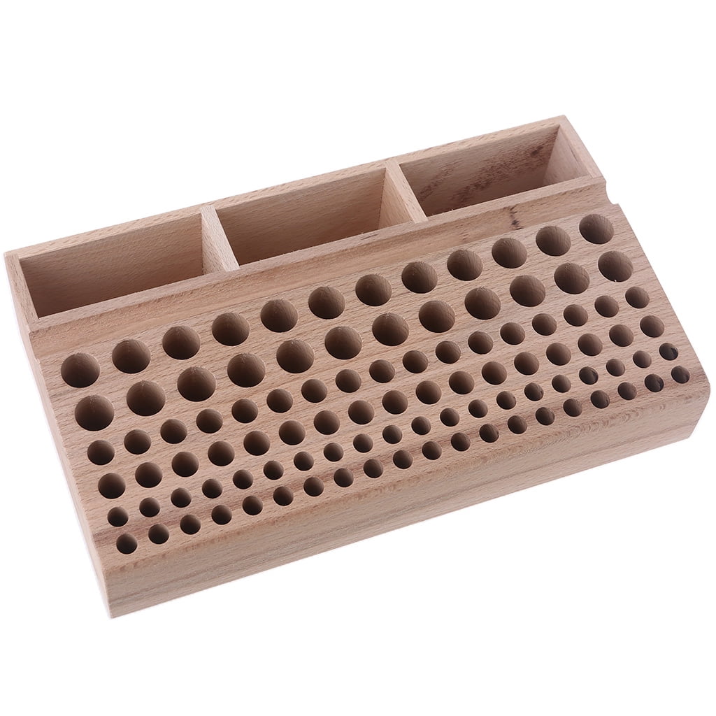 SIEYIO 46/98 Holes Wooden Leather Tool Storage Box Storing Organizer