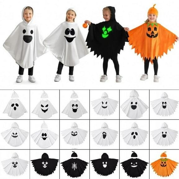 Uccdo 1-6Y Toddler Girls Boys Halloween White Ghost Costumes Kids Party Ghostly Costume Hooded Cloak