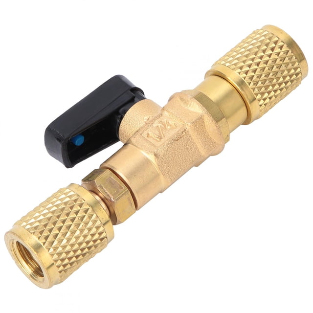 AMONIDA Refrigerant Ball Valve Adapter, Ball Valve, Practical For Household Air Conditioning G1/4'' Automotive Air Conditioning Brass
