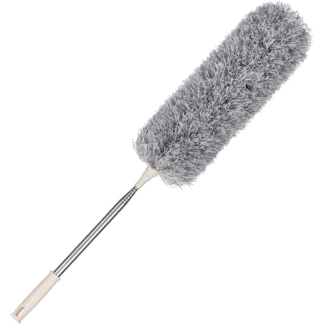 Microfiber Duster for Cleaning with Extension Pole Reaches about 100 Inches,Flexible and Extendable Duster for Cleaning Ceiling Fan/Furniture/Keyboard/Cobweb