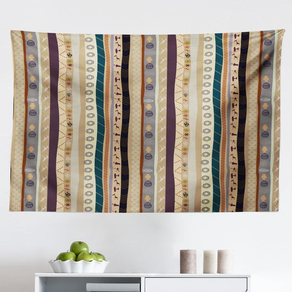 Wildlife Tapestry, Illustration of Whimsical Animals and Plants in, Fabric Wall Hanging Decor for Bedroom Living Room Dorm, 2 Sizes, Multicolor, by Ambesonne