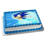 Sonic the Hedgehog Running Edible Cake Topper Frosting 1/4 Sheet Birthday Party