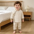thumbnail image 2 of CAUYDY 3M 6M 9M 12M Baby Girl Going Home Outfit Newborn Girls Pajamas Comfy Long Sleeve Shirt and Pants 2PCS Set Preemie Sleepers Infant Clothes Fall Winter Sizes 3-6 Months,Khaki, 2 of 7