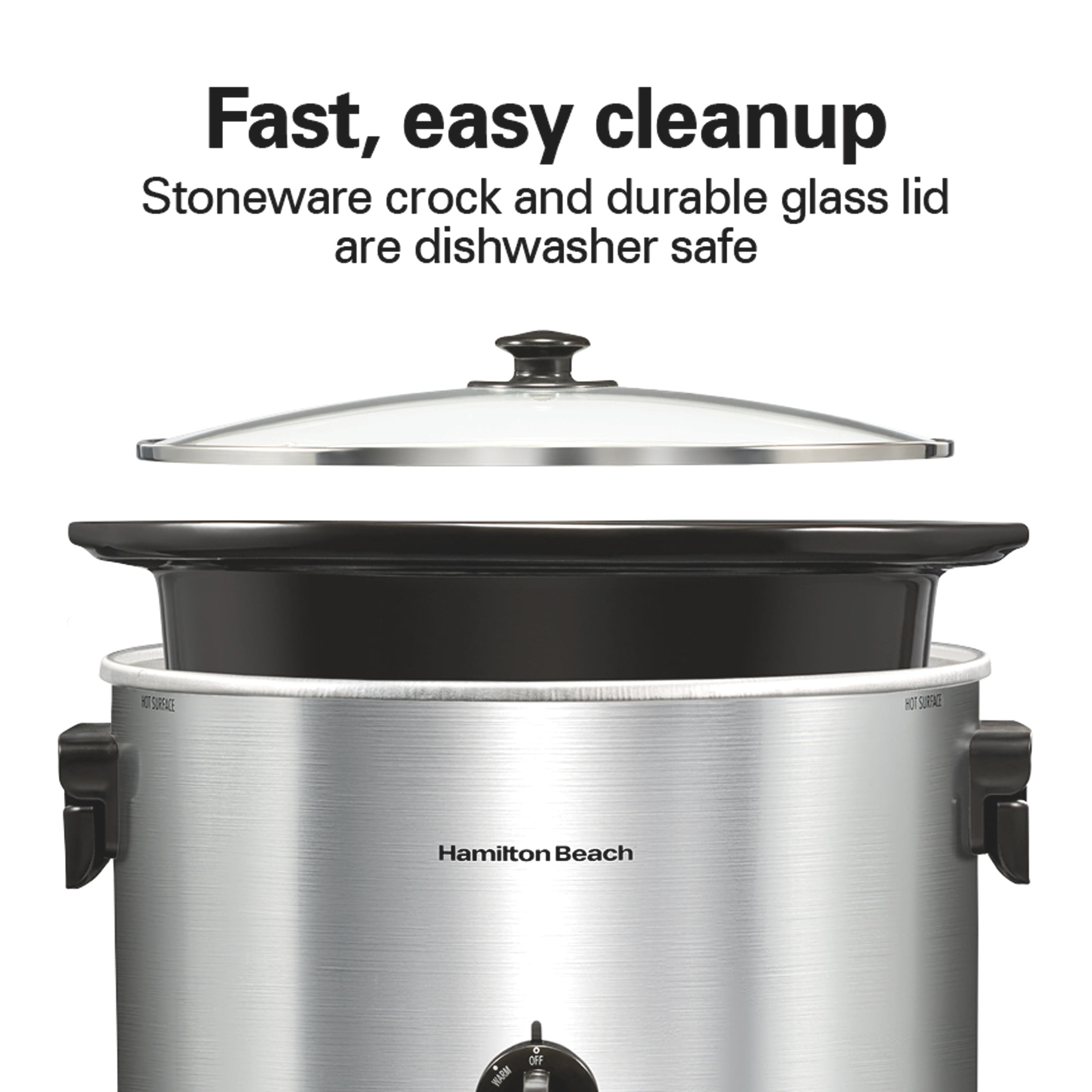 Hamilton Beach 10 Qt Slow Cooker, Stoneware Crock with Removable Pot, Stainless Steel