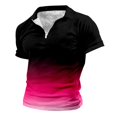 thumbnail image 4 of TSADFHJI Hauts pour Hommes Manches Longues Hiver Automne Été Col à Revers T-Shirt à Fermeture Éclair pour Hommes Dégradé Imprimé Rétro Manches Courtes L, 4 of 4