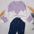 thumbnail image 4 of Drop Shoulder Color Block Sweater Purple Small, 4 of 4