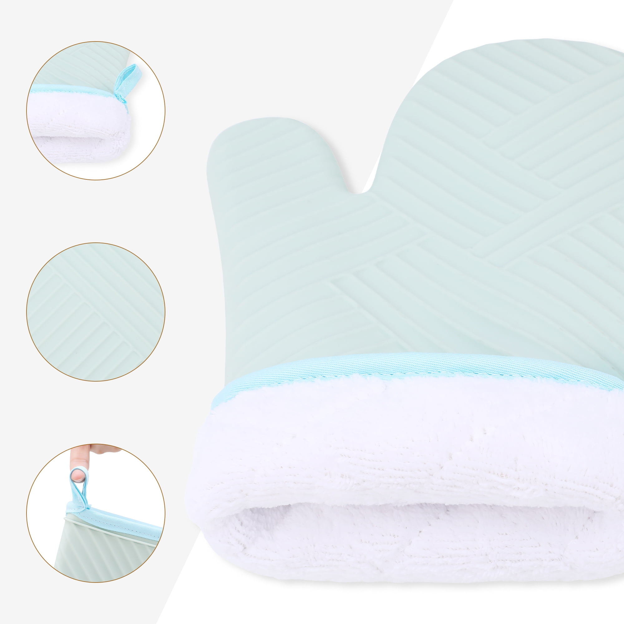 REGALWOVEN Oven Mitts and Pot Holders Sets of 4, Heat Resistant and Non-Slip Turquoise 13x7.5inch