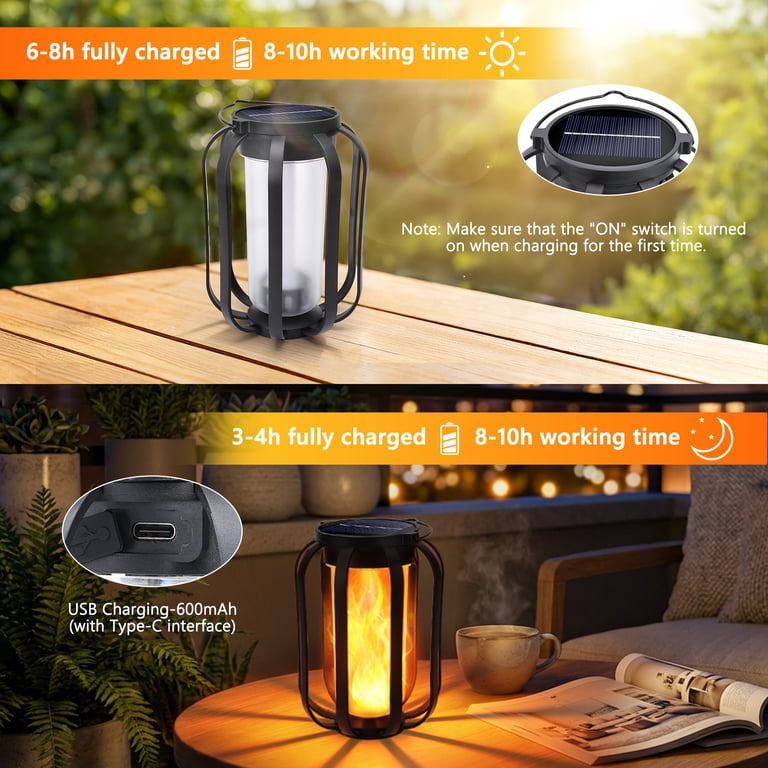 Toodour Solar Hanging Lanterns 2 Pack With 4 Lighting Modes photo 4