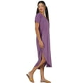 thumbnail image 4 of Stylore Women's Nightshirt Short Sleeve Nightgown V-Neck Sleepwear Purple M, 4 of 6