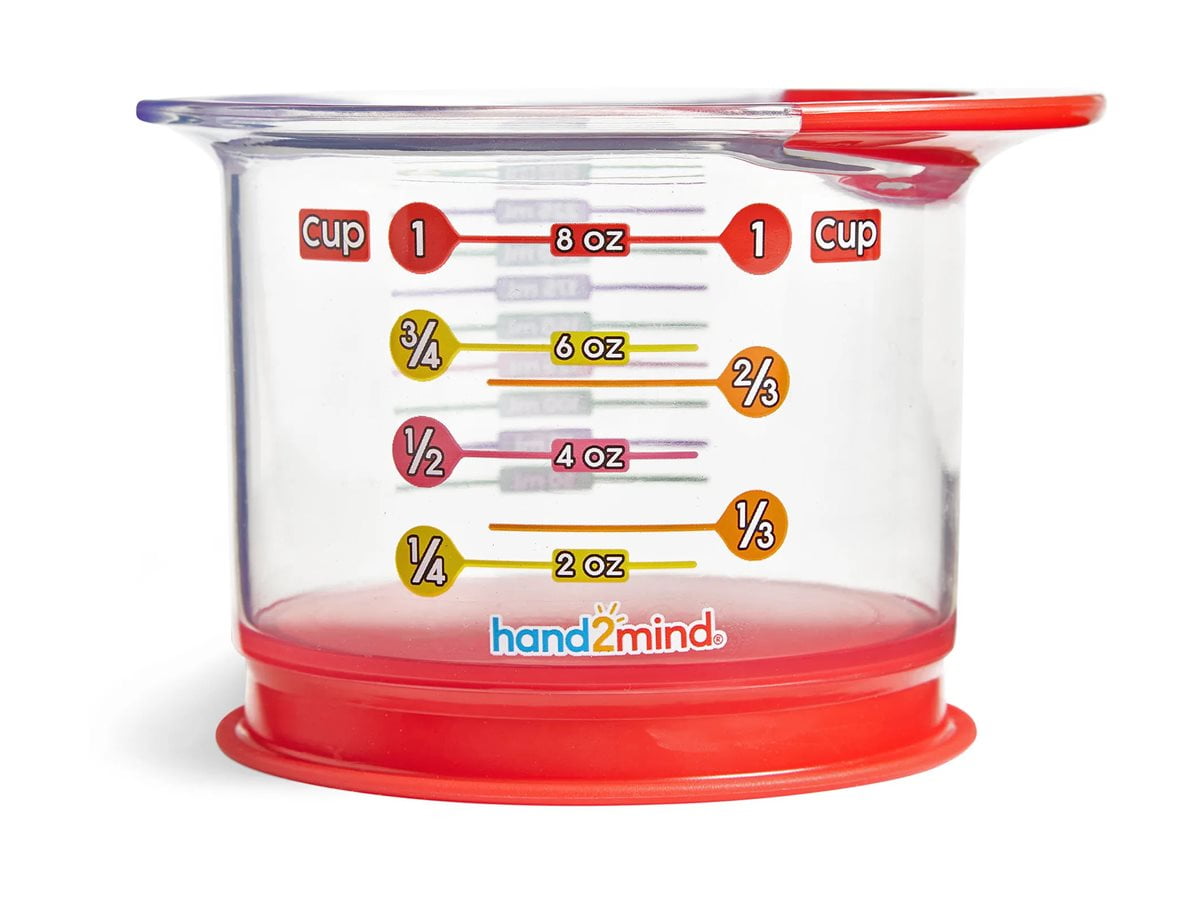 hand2mind Rainbow Fraction Liquid Measuring Cups, Fraction Manipulatives, Measuring Cups