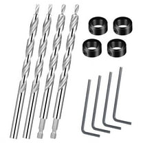 3/8 Inch Pocket Hole Drill Bit, 1/4 Hex Shank and Round Shank Replacement Drills with Deep Drill Stop for Manual Pocket