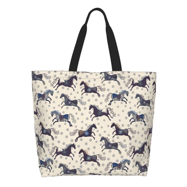 Balery Horse Bolsa Tote Estilo Estético con Cremalleras, Bolsa de Hombro, Bolsa de Compras Grande y Plegable