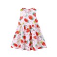 thumbnail image 4 of REDARER Girls Sleeveless Watercolor Strawberry Print Dress with Elastic Waist Casual Summer Outdoor Play Soft Breathable Easy Mix Dress for Kids,18-24 Months, 4 of 4