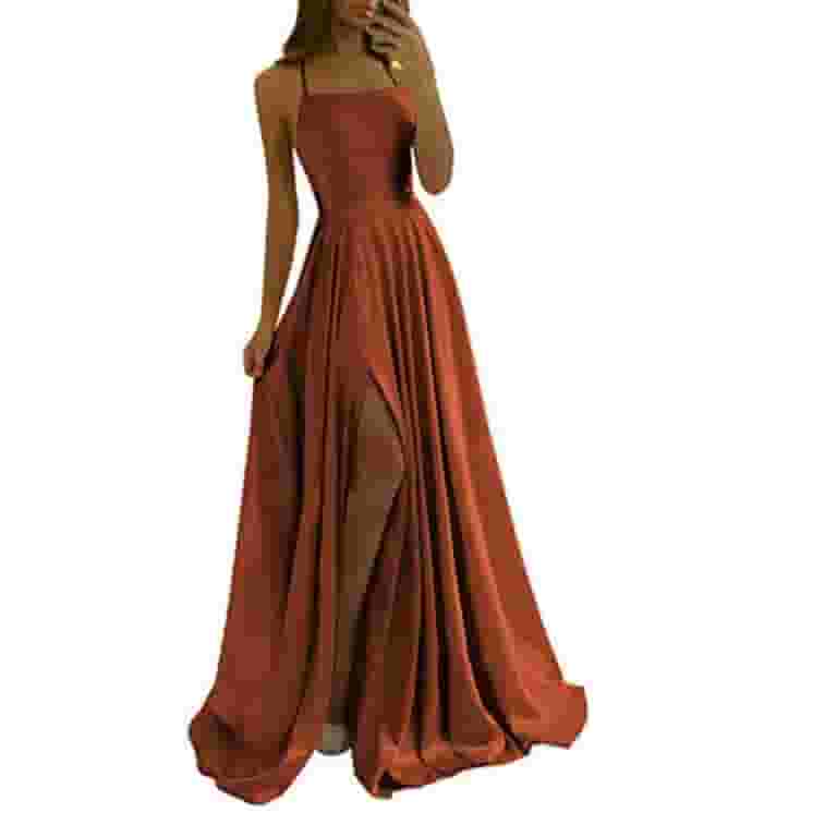 Back Split Solid Color Maxi Evening Dresses Back Split Solid Color Maxi Evening Dresses