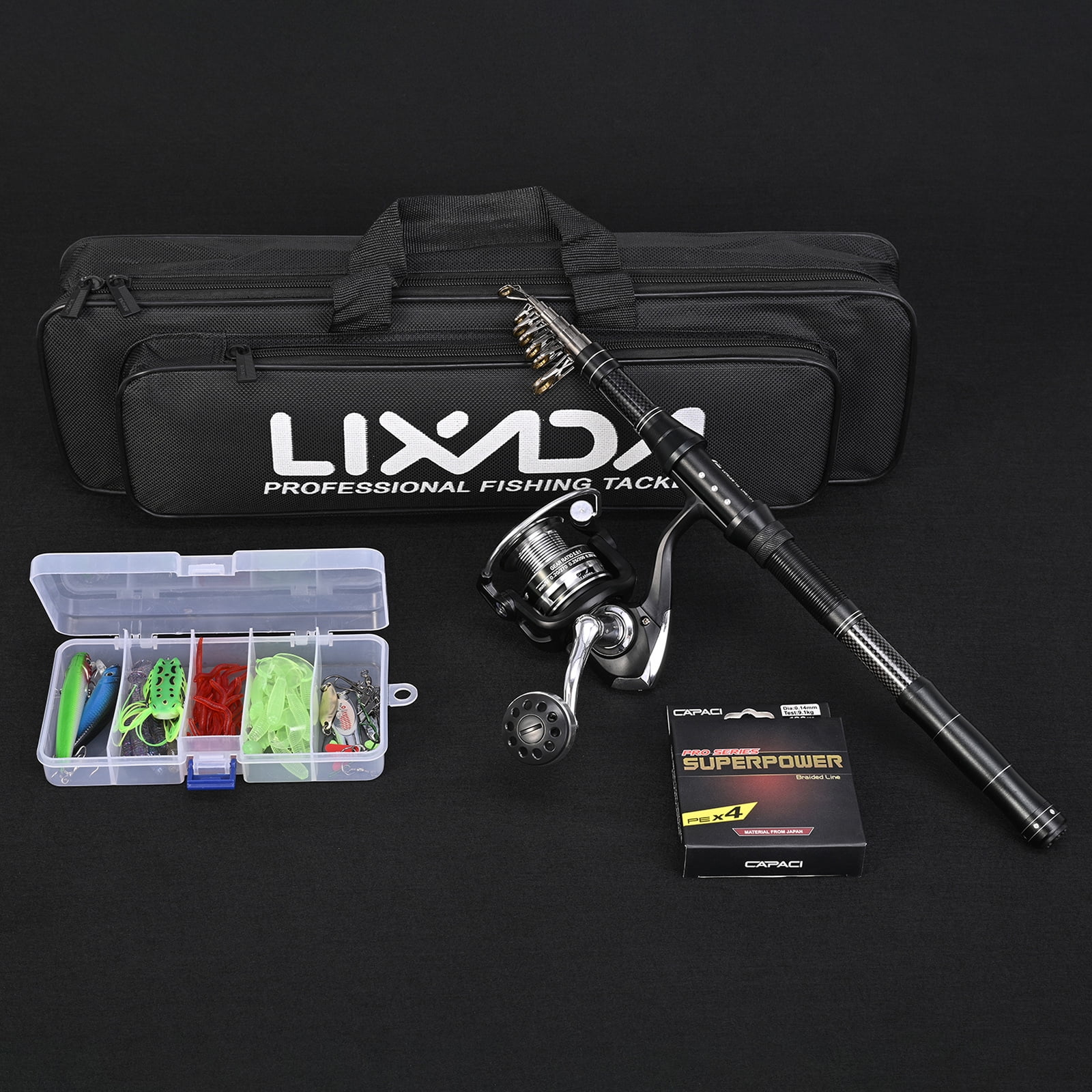 Lixada Fishing Rod Combos with Telescopic Fishing Pole Spinning Reels Fishing Carrier Bag for Travel Saltwater Freshwater Fishing