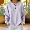 thumbnail image 4 of Tsesme Women’s Striped Sweatshirt - Round Neck Button Pullover Tops - Long Sleeve Relaxed Fits Fall Fashion Sweatshirt Tops, 4 of 6